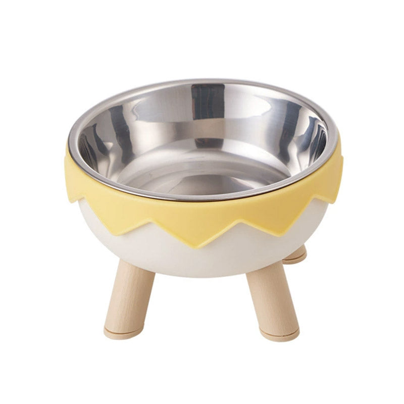 Eggshell Tall Pet Bowl Cat Dog Food Bowl Anti Slip Durable Raised Feeding Bowl - Yellow
