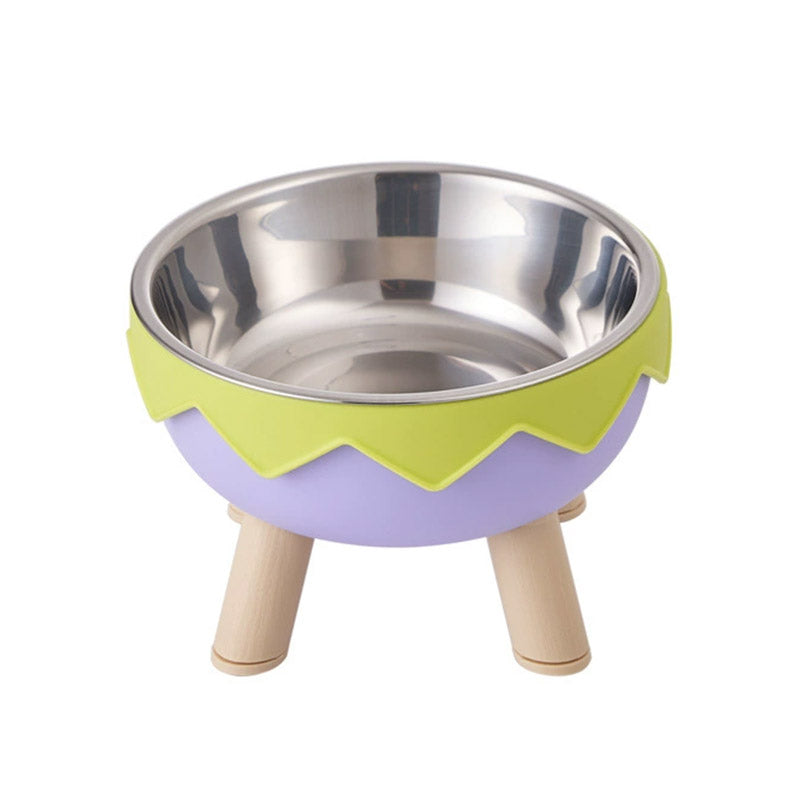 Eggshell Tall Pet Bowl Cat Dog Food Bowl Anti Slip Durable Raised Feeding Bowl - Yellow