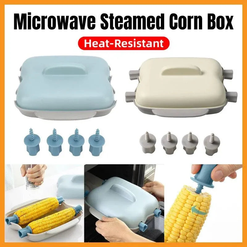 Microwave Corn Steamer Box Kitchen Cooking Tool Fast Heat Resistant Container - Blue