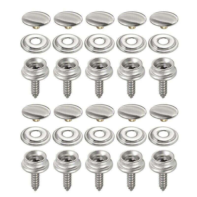 62Pcs Canvas Snap Fastener Kit with Stainless Screws and Tools for Marine Tent Cover