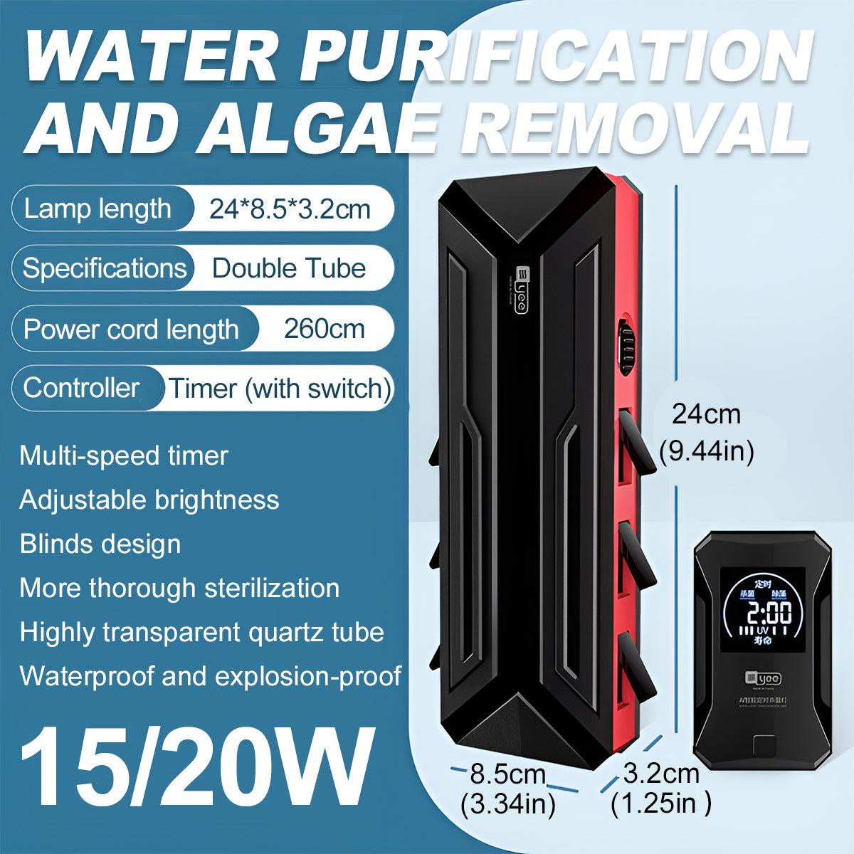 Fish Tank UV Germicidal Lamp for Water Purification Algae Sterilization Aquarium - 15W