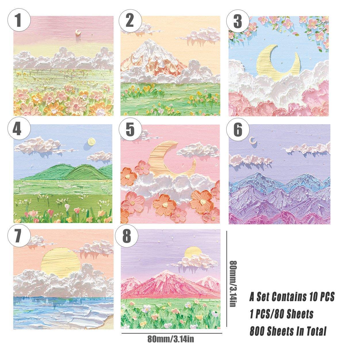 800 Sheets Colorful Oil Painting Sticky Notes Memo Pads Self-Adhesive Notes - 4#
