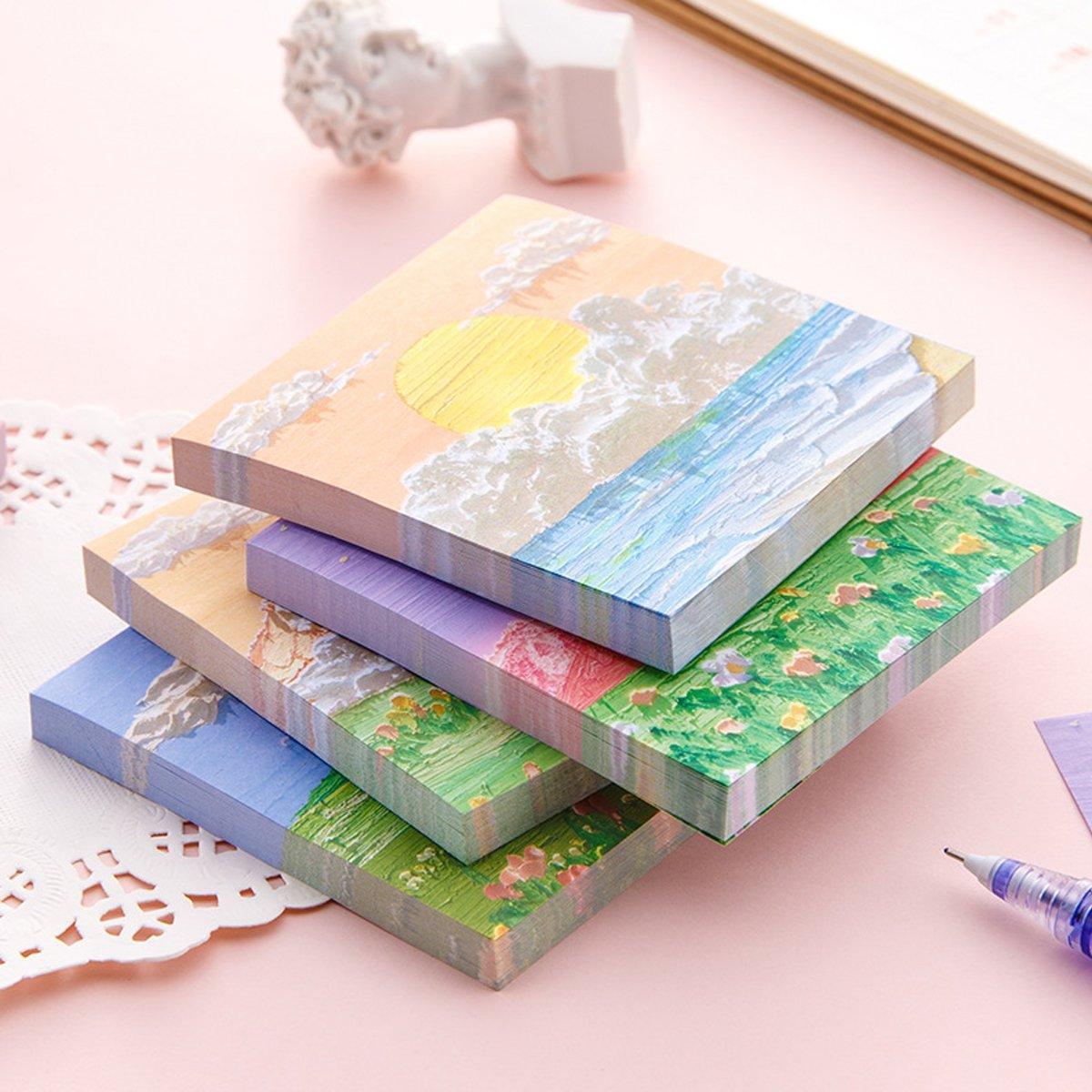 800 Sheets Colorful Oil Painting Sticky Notes Memo Pads Self-Adhesive Notes - 8#