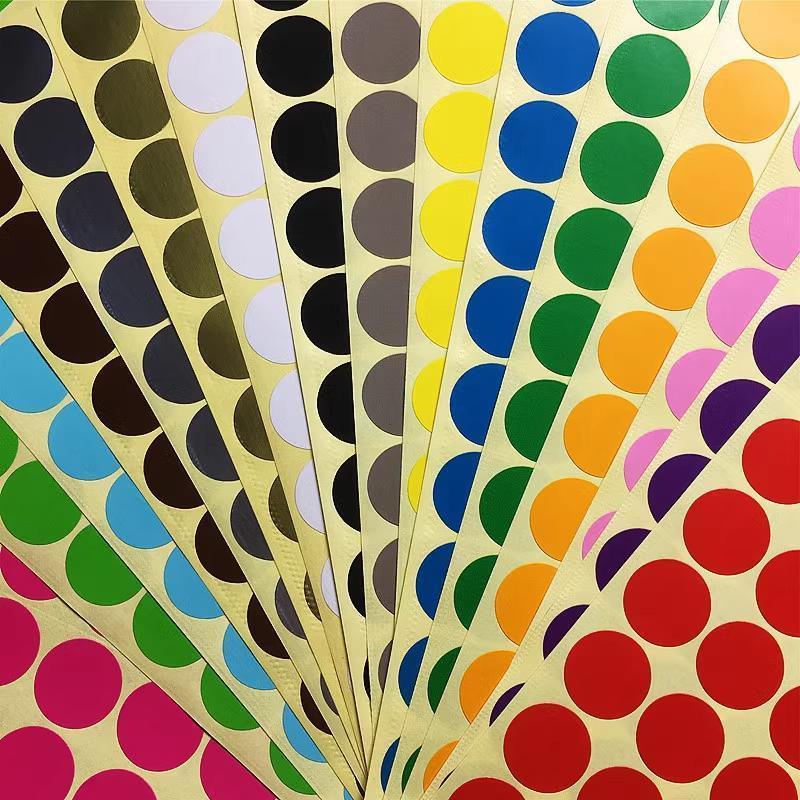 8mm to 50mm Round Dot Stickers Coloured Paper Labels Circles Dot Adhesive Sticky - 25mm 40 Dots -16 Sheets