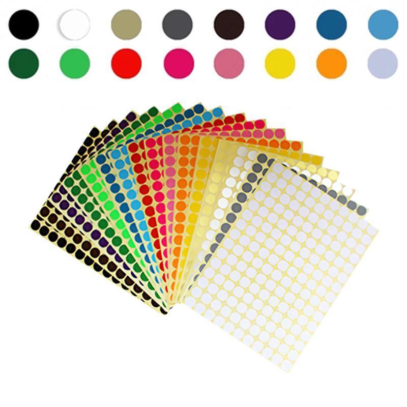 8mm to 50mm Round Dot Stickers Coloured Paper Labels Circles Dot Adhesive Sticky - 50mm 8 Dots -16 Sheets