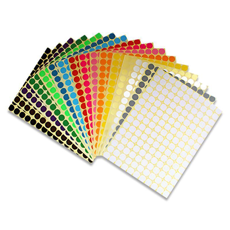 8mm to 50mm Round Dot Stickers Coloured Paper Labels Circles Dot Adhesive Sticky - 50mm 8 Dots -16 Sheets