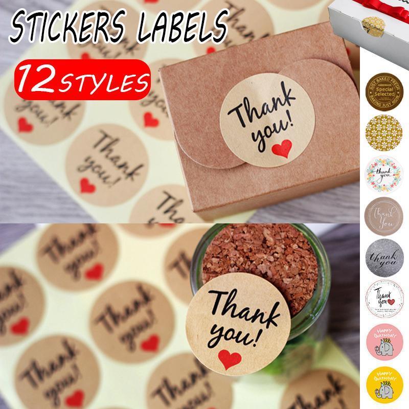 UP TO 80PCS Stickers Labels Thank You Stickers Gift Wrapping Craft Scrapbook DIY - 12*5PCS Style 9