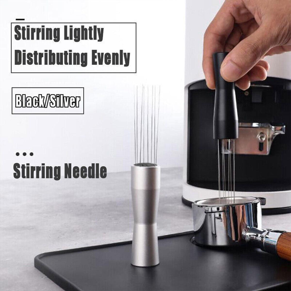 Stainless Steel Coffee Distributor Needle Espresso Stirring Tool Powder Tamper - Silver