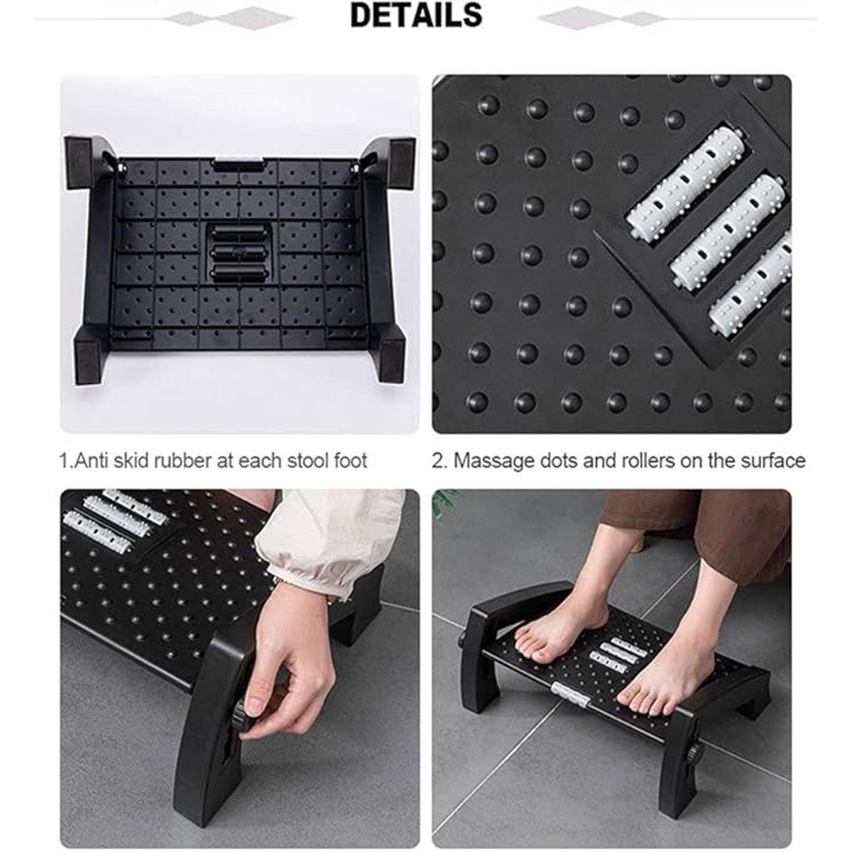 1PC Adjustable Office Foot Rest Pedal Stool Sofa Leg Support for Home or Desk Use - Black