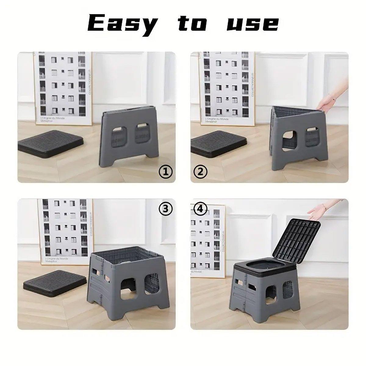Outdoor Travel Toilet Portable Folding Stool Seat for Camping Hiking and Outdoor - Grey