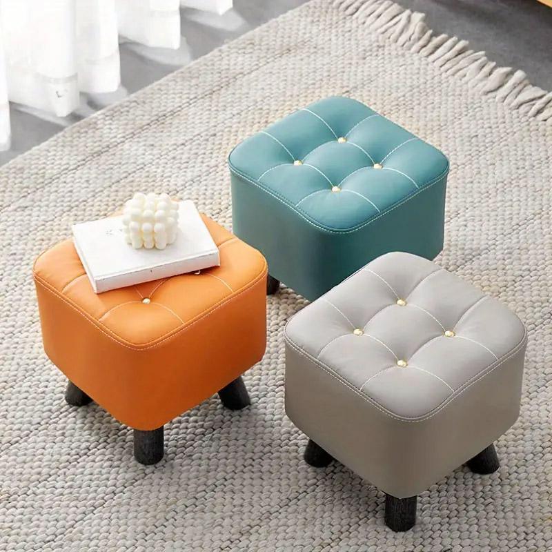 Small Stool Household Sofa Stool Shoes Changing Low Seat for Bedroom and Living - Orange