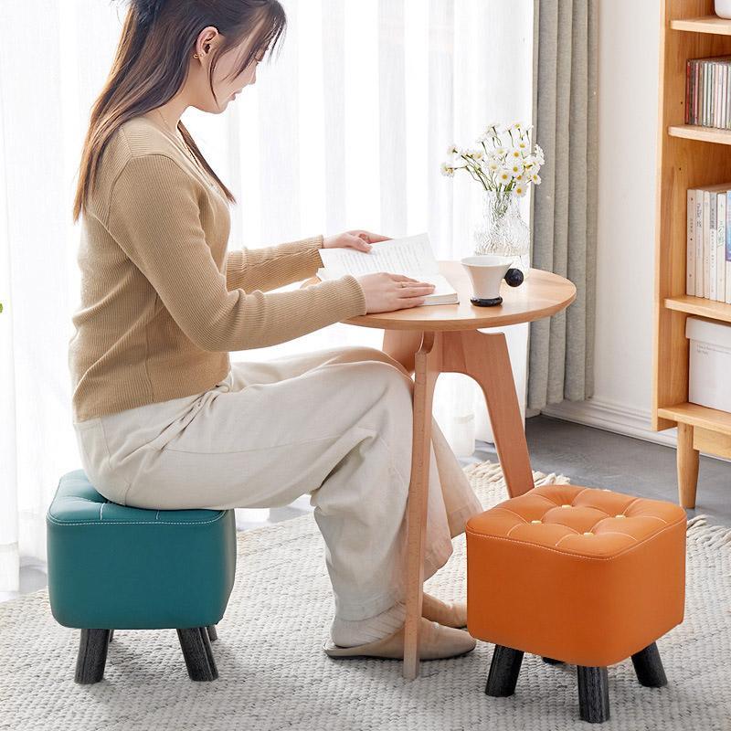 Small Stool Household Sofa Stool Shoes Changing Low Seat for Bedroom and Living - Orange