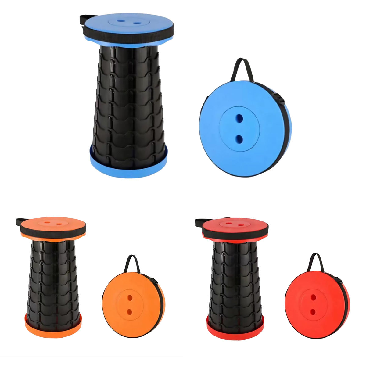 Portable Telescopic Folding Stool Travel Outdoor Seat Compact Retractable Chair - Red