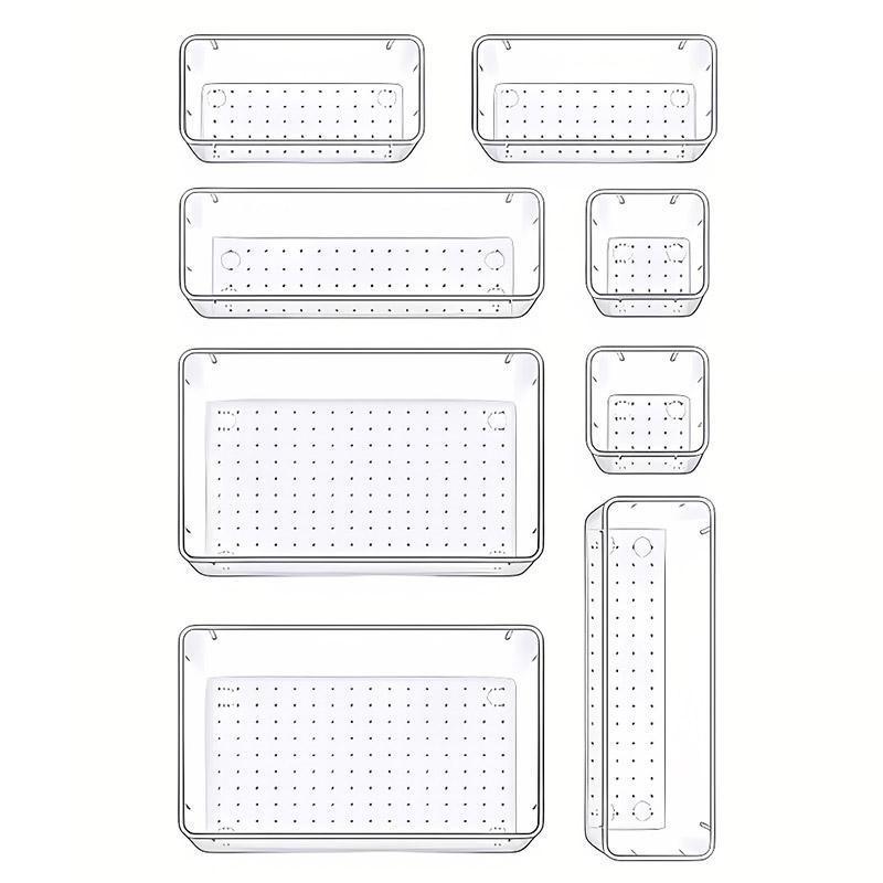 Transparent Plastic Drawer Organiser Set Multifunctional Desktop Storage Box - 13PCS