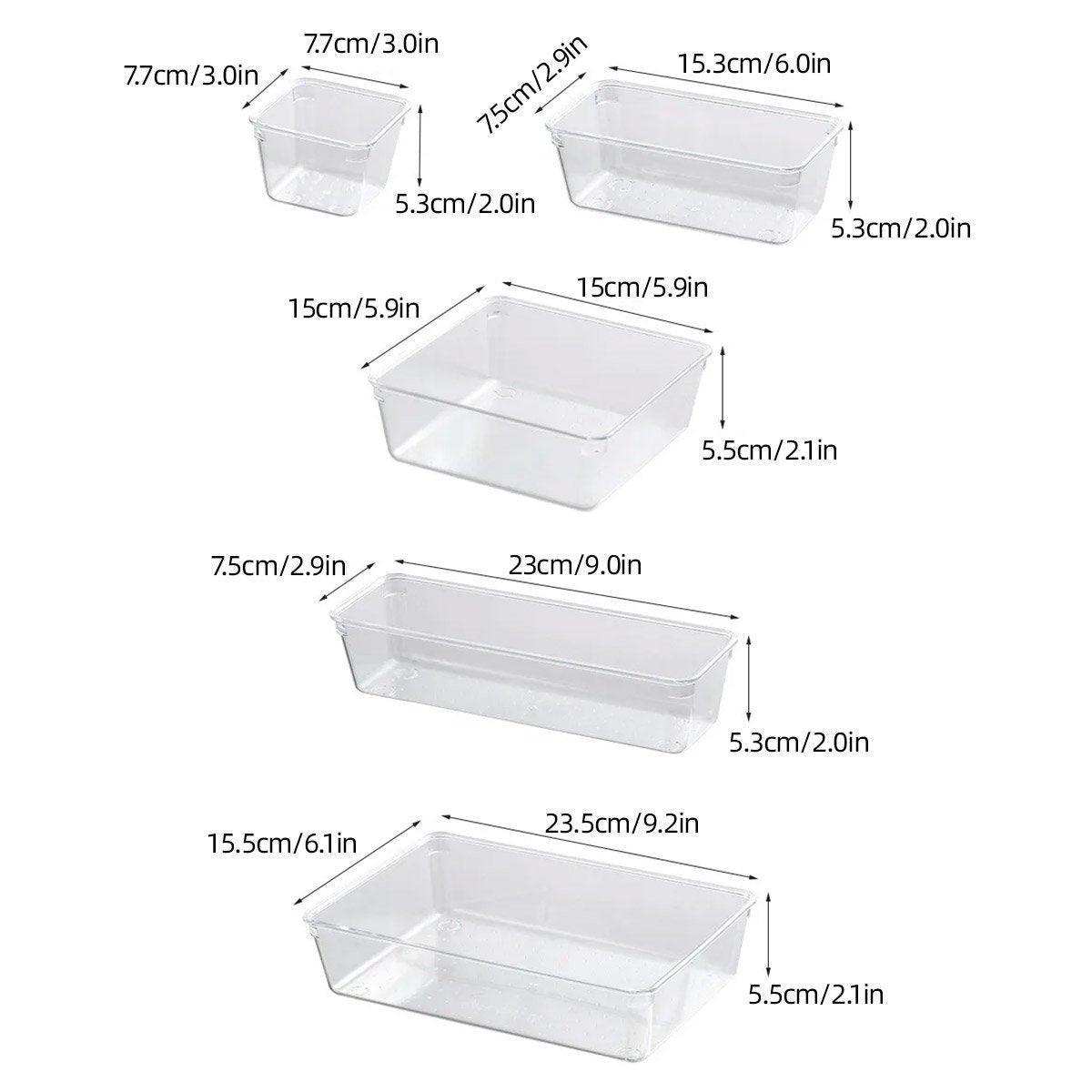 Transparent Plastic Drawer Organiser Set Multifunctional Desktop Storage Box - 13PCS