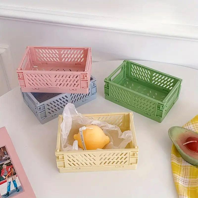 4PCS Collapsible Plastic Storage Box Desktop Organizer Basket Storage Container