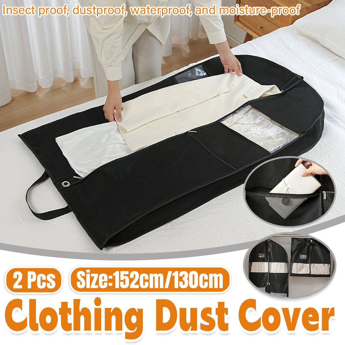 2pcs Hanging Closet Garment Dust Cover Storage Bag Clothes Protector Organizer - 150CM