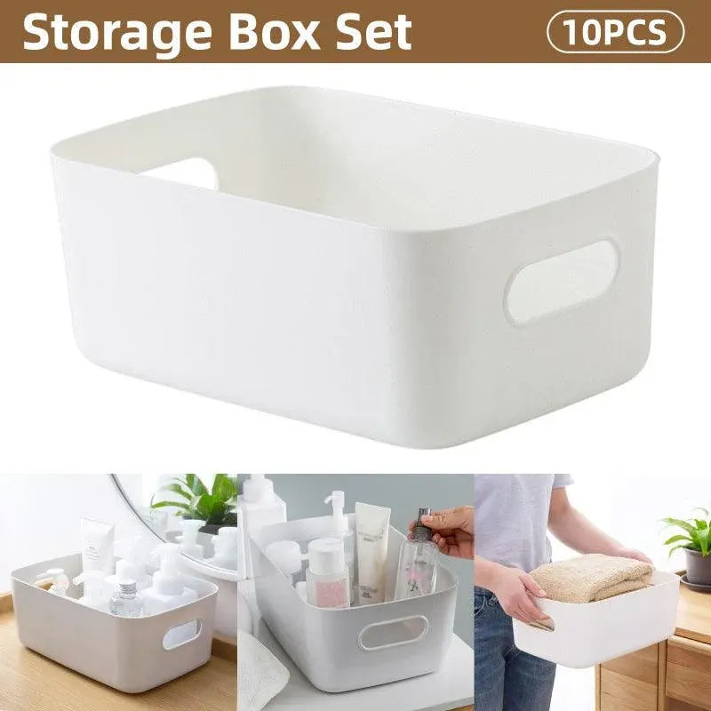 10-Piece White Plastic Storage Basket Set