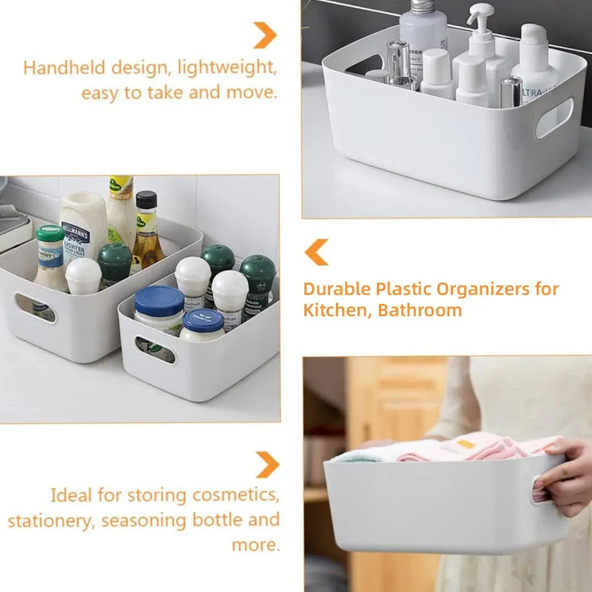 10-Piece White Plastic Storage Basket Set