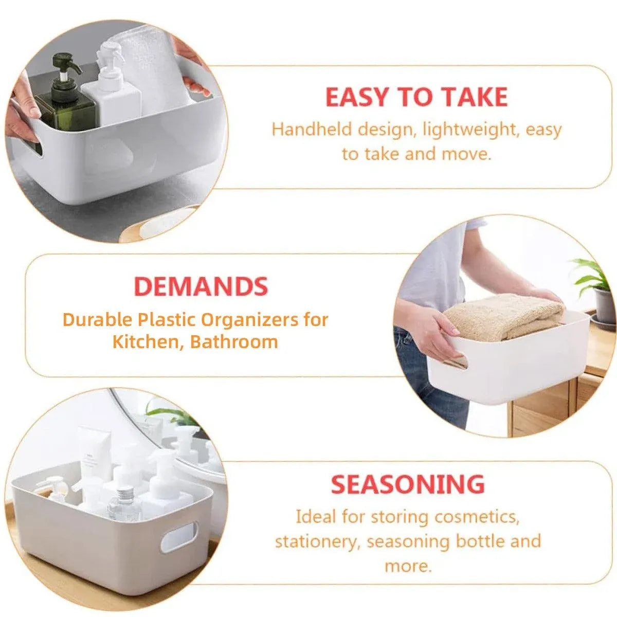 10-Piece White Plastic Storage Basket Set