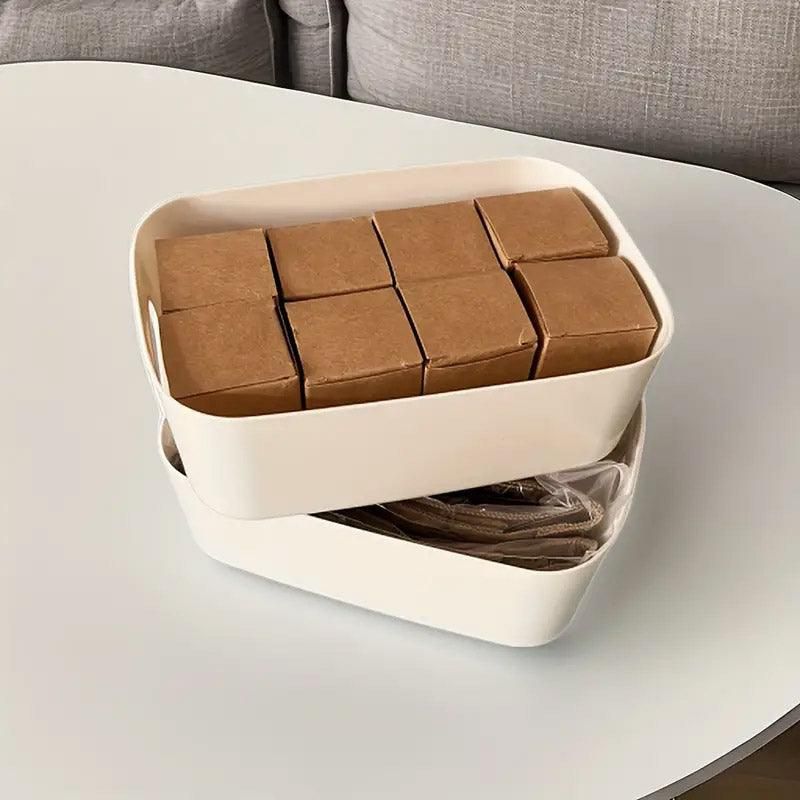 10-Piece White Plastic Storage Basket Set
