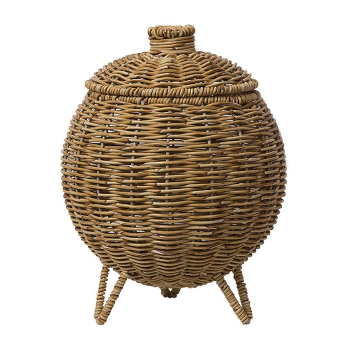 Hand Woven Storage Container with Lid Tabletop Basket Sundries Holder Organizer - Without?Legs