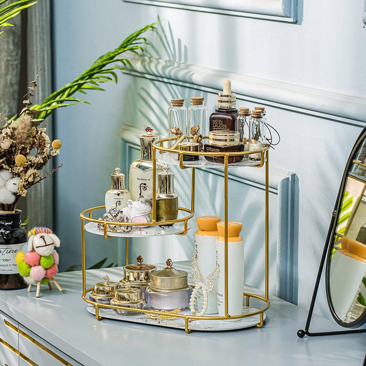 Round Multi-Tier Metal Storage Rack for Bathroom Vanity Kitchen Storage Rack - Black