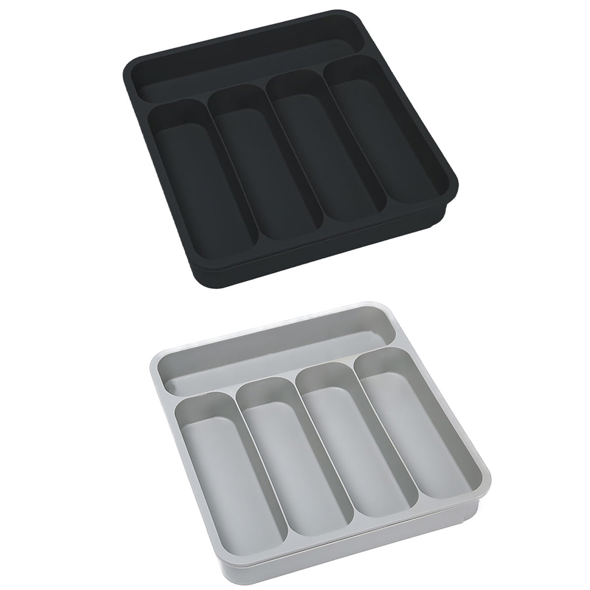 Expandable Cutlery Drawer Organizer Adjustable 6 Slot Kitchen Utensil Tray - Black