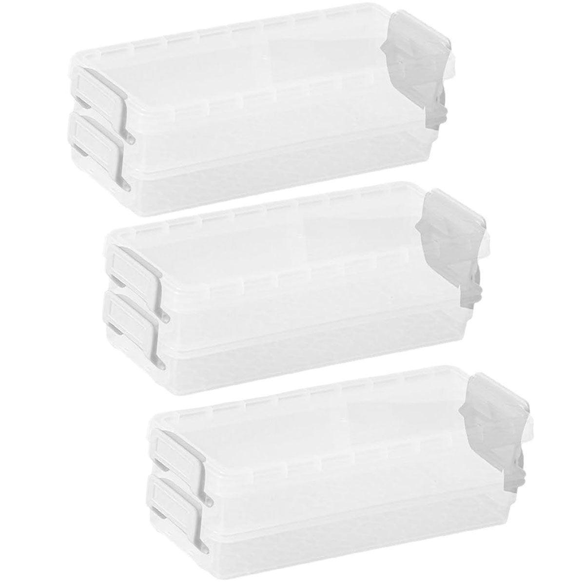 3PCS Clear Plastic Desktop Storage Box 2 Layer Holder DIY Stationery Pencil Case - Grey