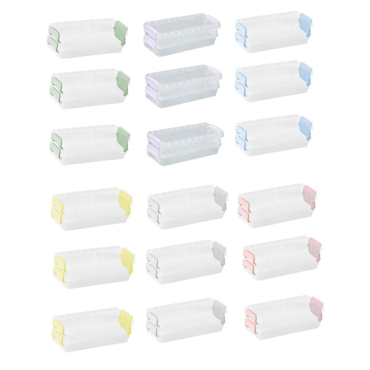 3PCS Clear Plastic Desktop Storage Box 2 Layer Holder DIY Stationery Pencil Case - Yellow