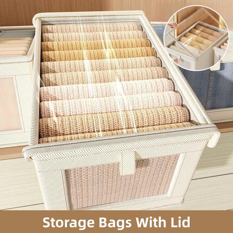 Dustproof Wardrobe Storage Box with Lid Large Clothes Organiser Container