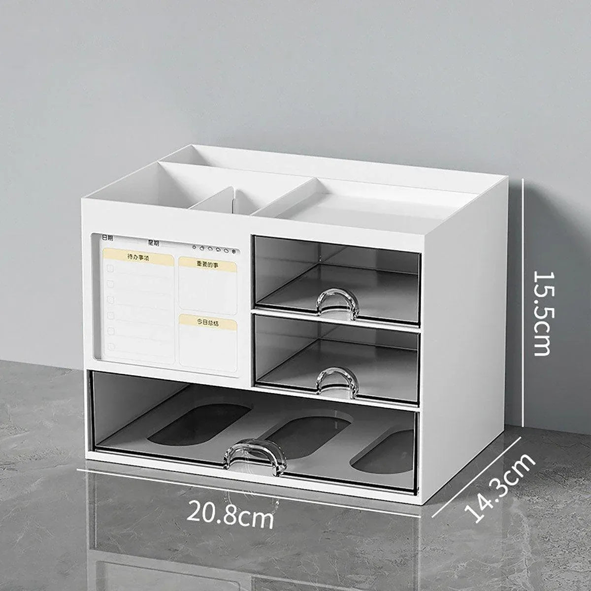 1-Piece Clear Desktop Drawer Organiser with 10 Labelling Cards