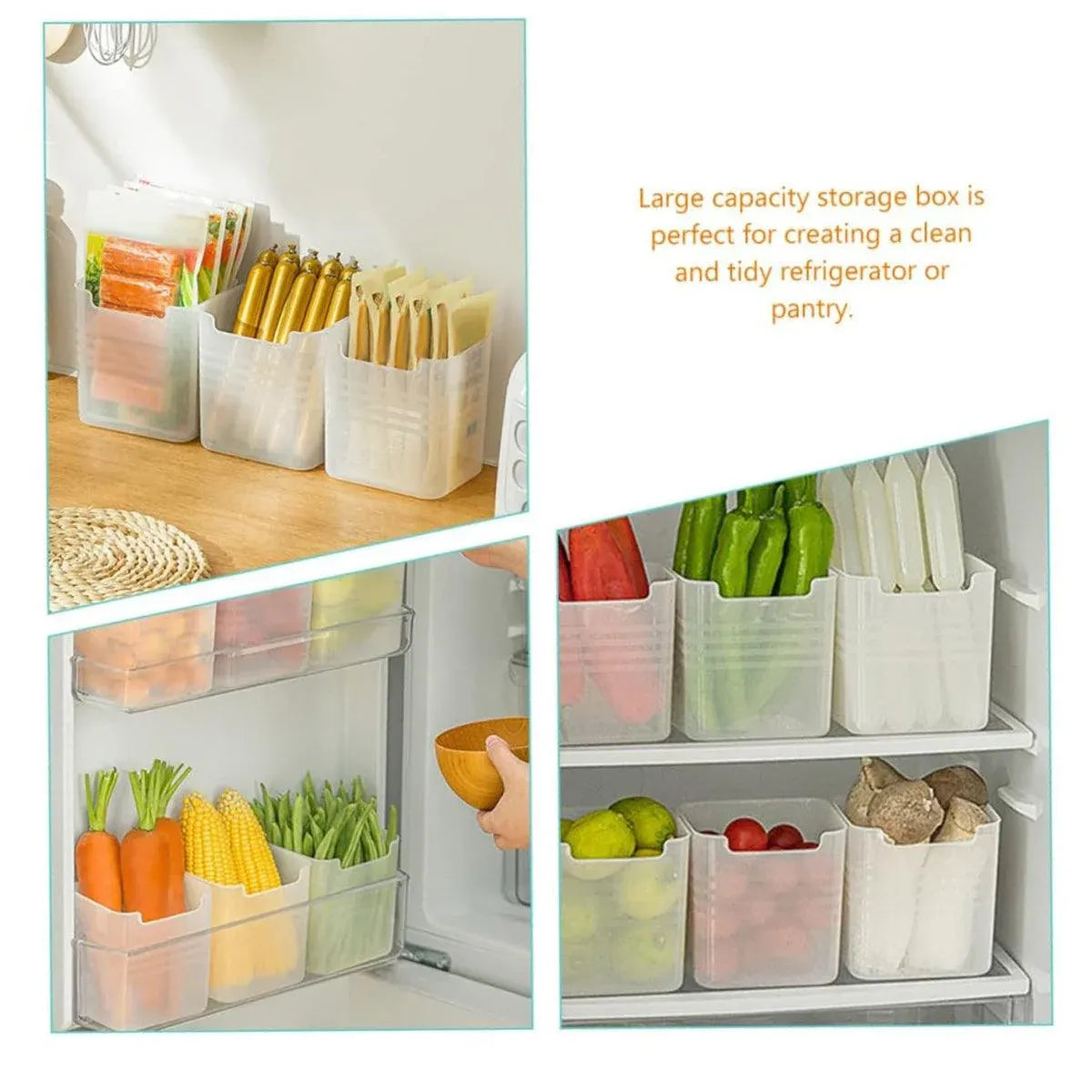 6-Piece Clear Fridge Storage Box Set