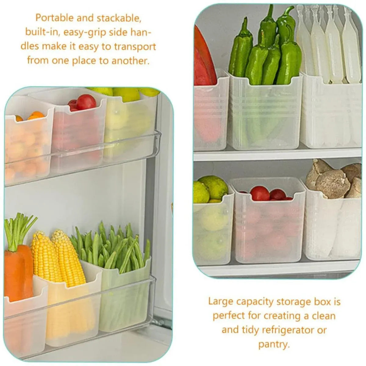 6-Piece Clear Fridge Storage Box Set