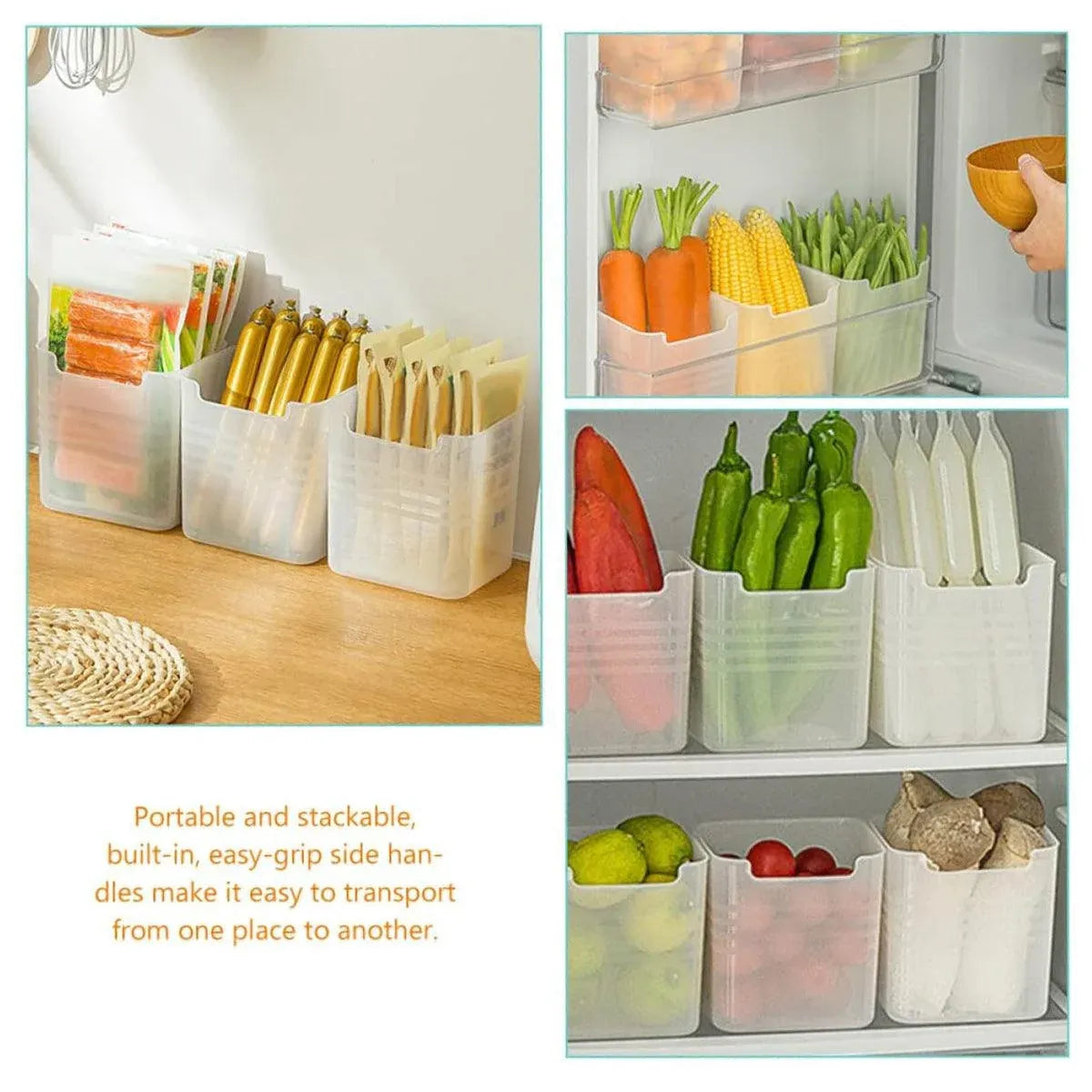 6-Piece Clear Fridge Storage Box Set