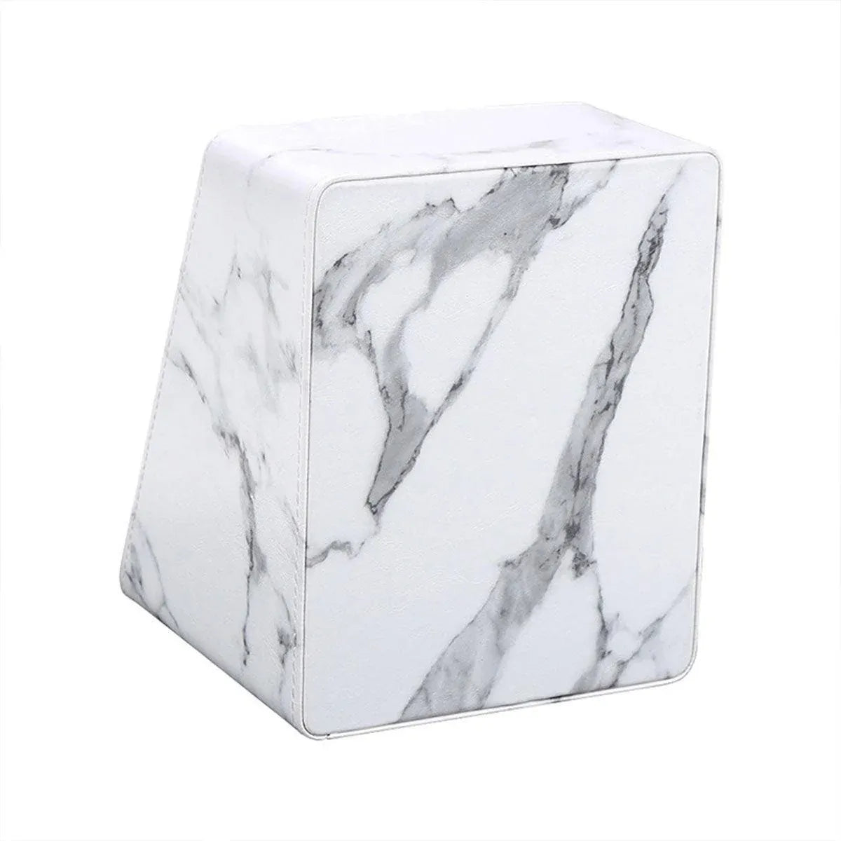 1-Piece White Marble-Pattern Three-Compartment Desktop Organiser