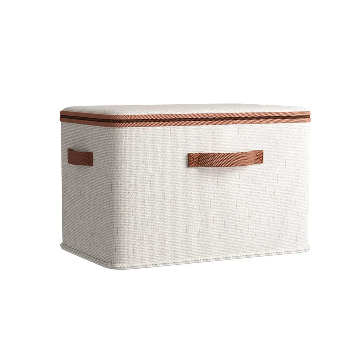 Large-Capacity Home Fabric Foldable Clothes Storage Basket with Lid for Pants - Cream