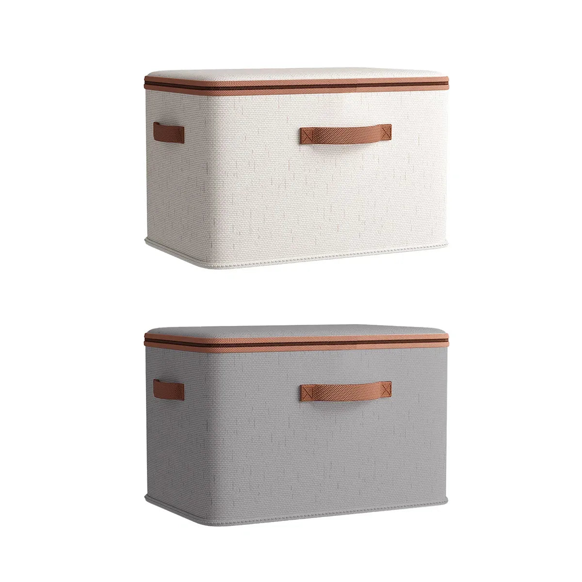 Large-Capacity Home Fabric Foldable Clothes Storage Basket with Lid for Pants - Cream