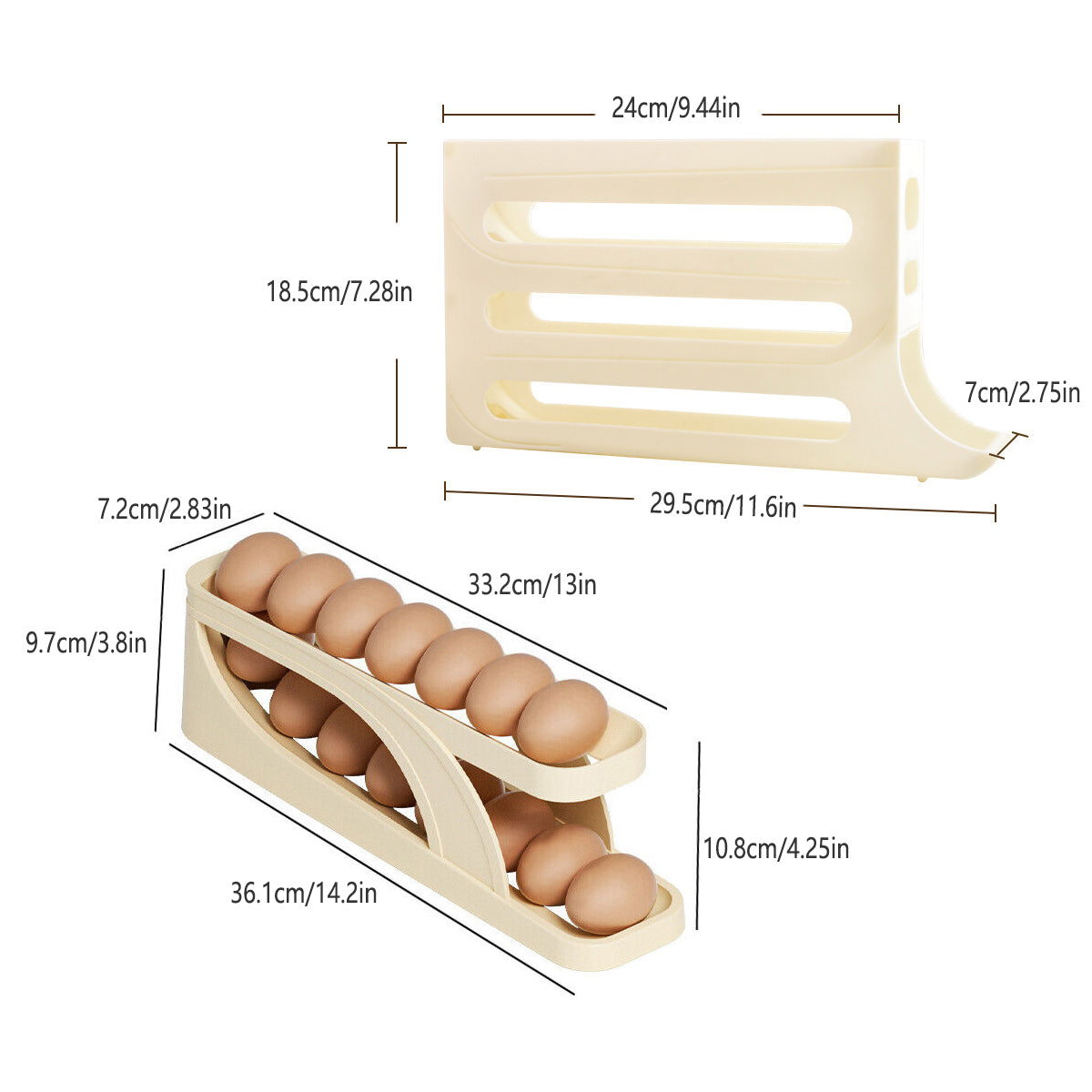 Automatic Scrolling Egg Holder 2/4-Tier Storage Box Container for Refrigerator - Grey (4-Tier)