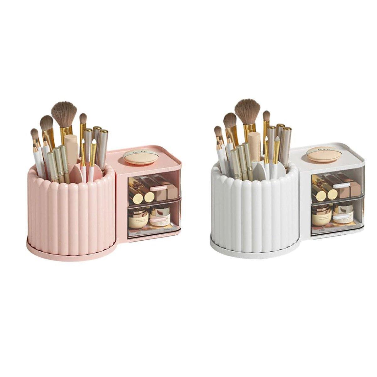 Rotating Cosmetic Pen Holder Dustproof Waterproof Storage Box Sanitary Organizer - White