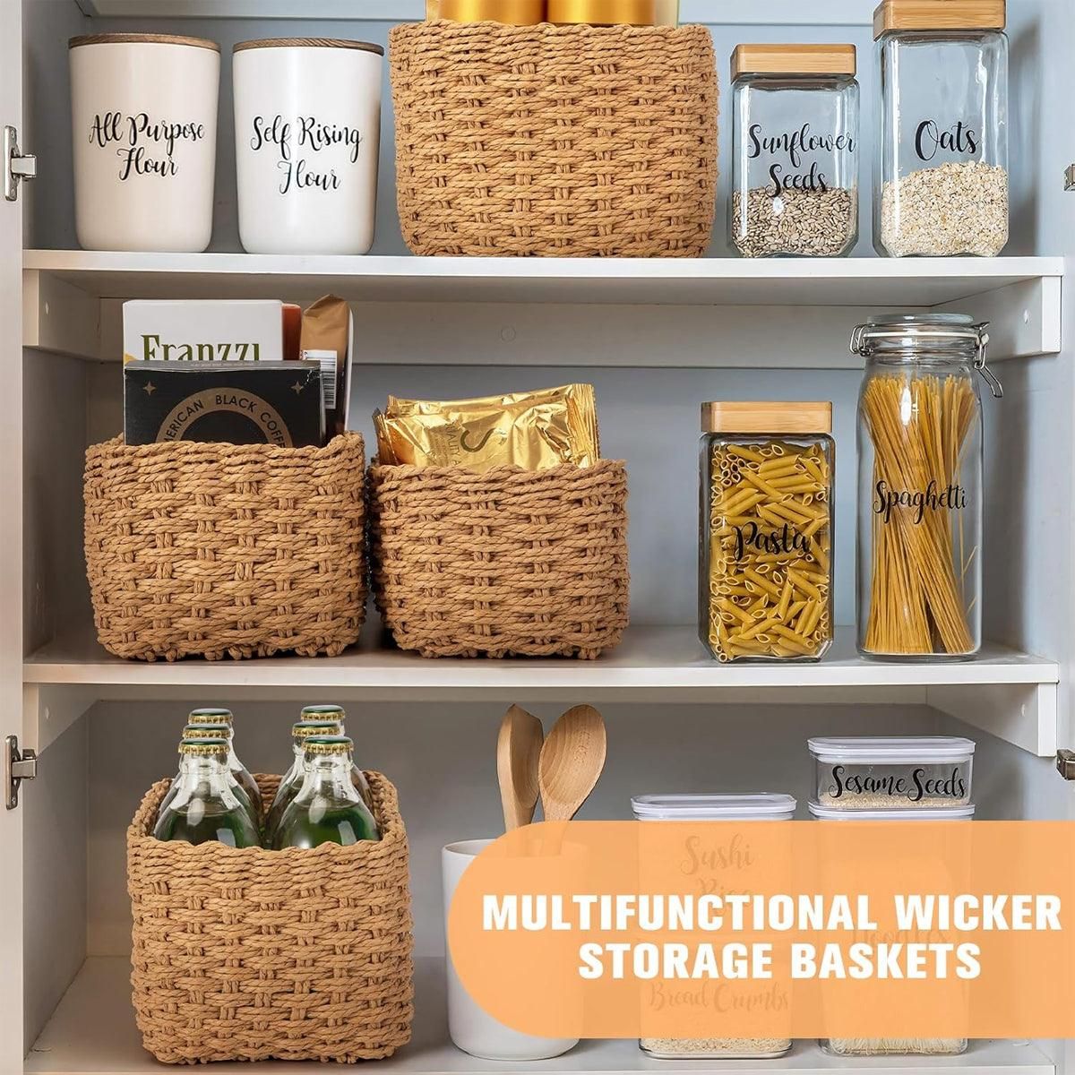 4-Piece Brown Woven Storage Basket Set
