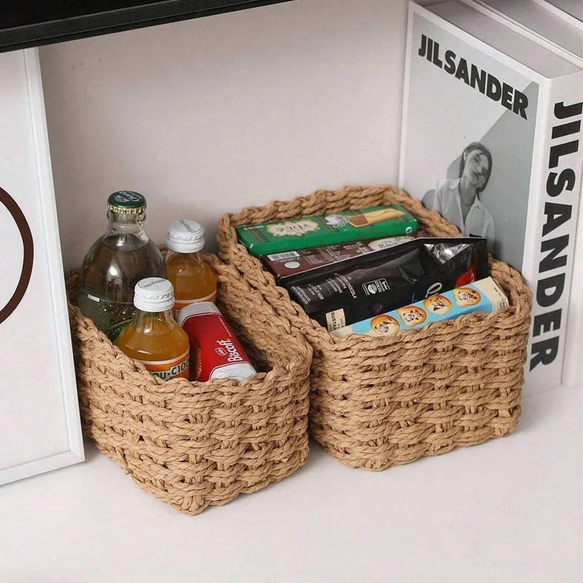 4-Piece Brown Woven Storage Basket Set