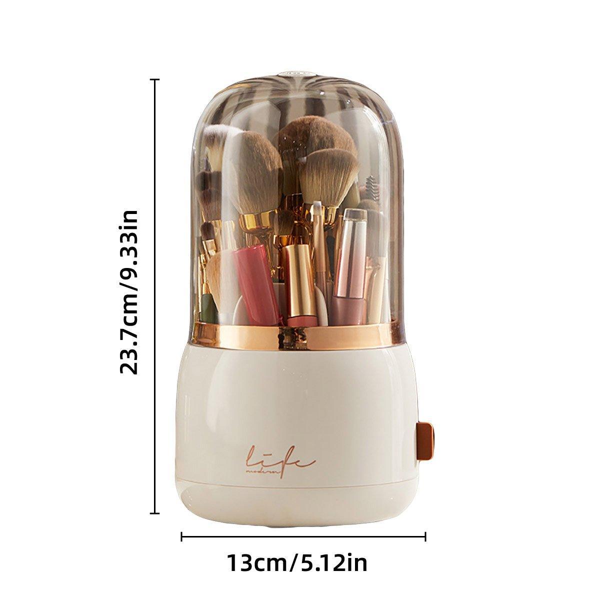 Luxury Cosmetic Brush Box Dustproof Makeup Storage Box for Lipstick Eyebrow Pen - White