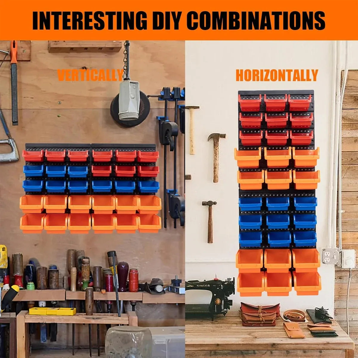 30PCS Wall Mounted Tool Storage Rack Bin Organiser Box for Garage Workshop Use