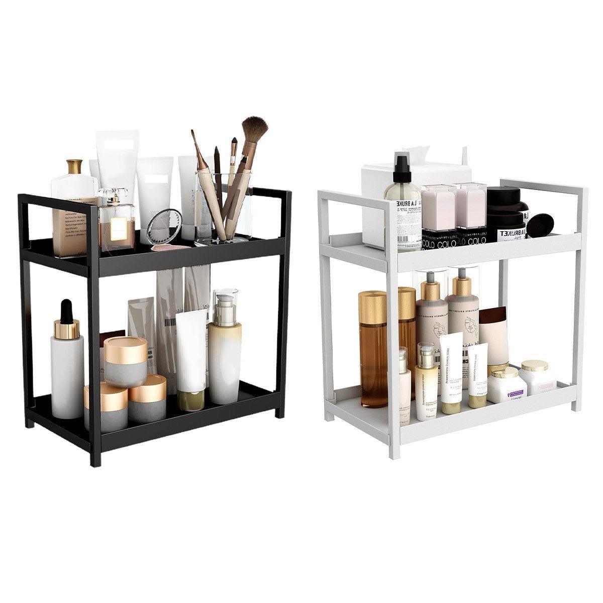 Multi-layer Cosmetic Storage Rack Desktop Organizer for Bathroom Dormitory Use - Black
