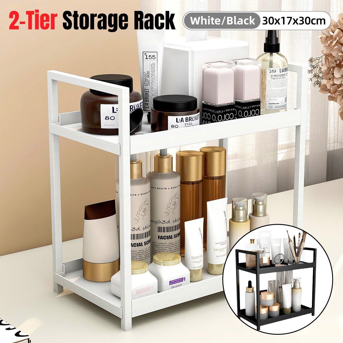 Multi-layer Cosmetic Storage Rack Desktop Organizer for Bathroom Dormitory Use - White