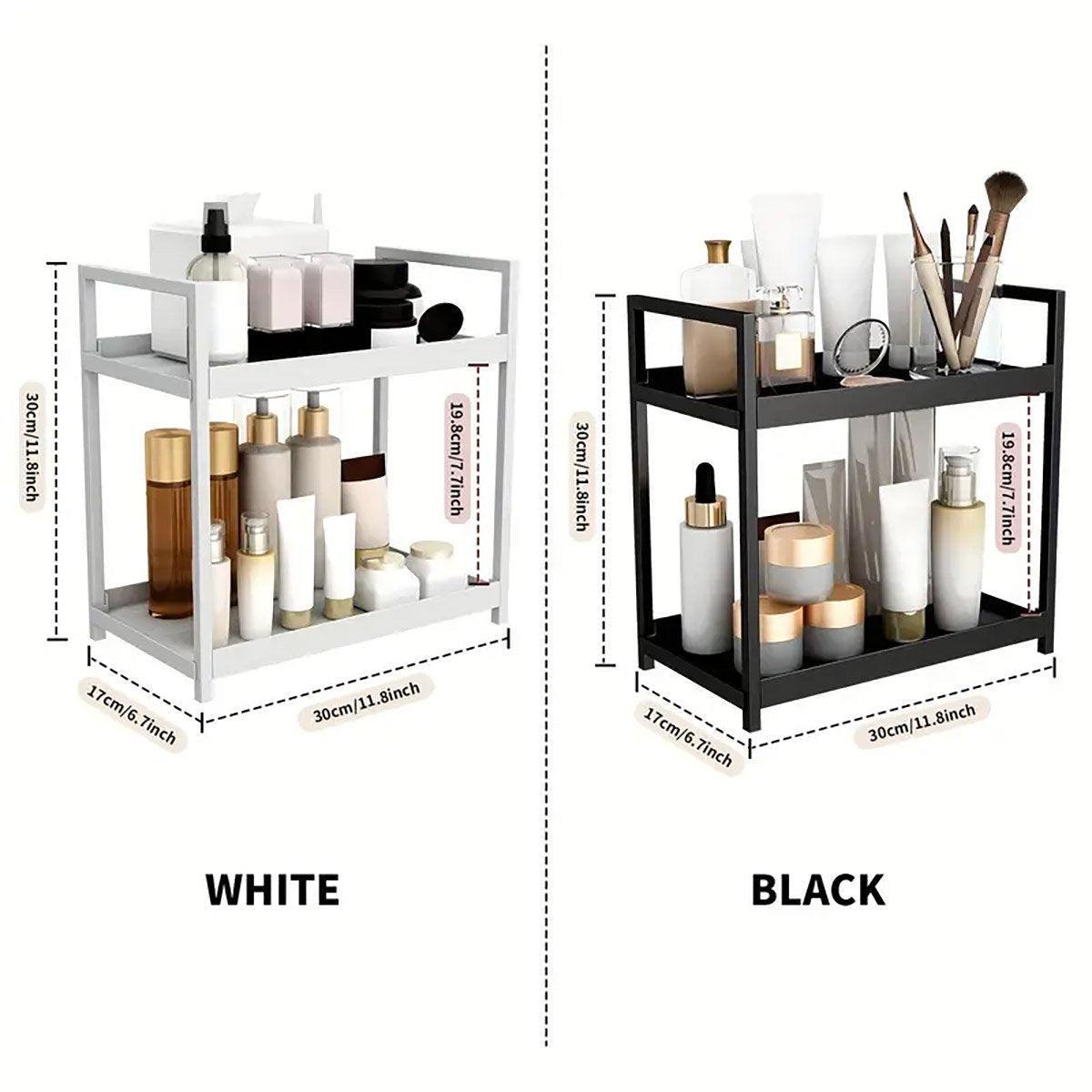 Multi-layer Cosmetic Storage Rack Desktop Organizer for Bathroom Dormitory Use - White