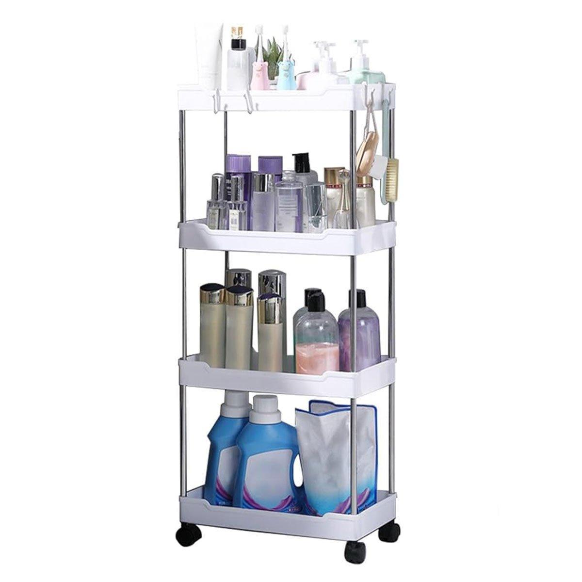 Multi Layer Rolling Storage Cart Kitchen Bathroom Organizer Shelf with Wheels - 3-White