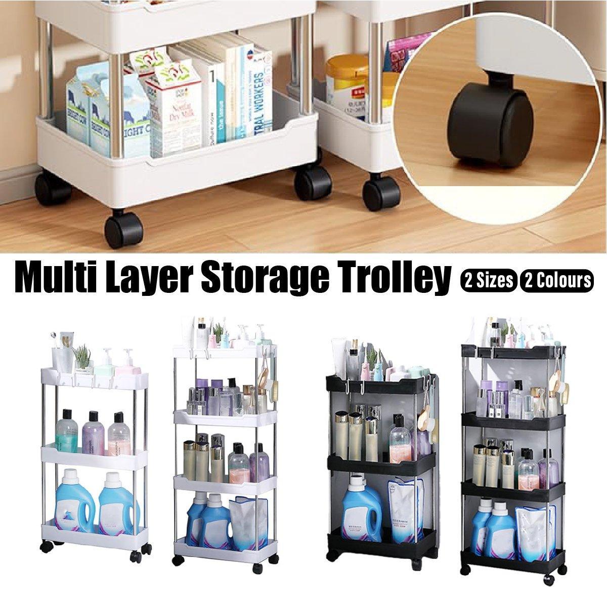 Multi Layer Rolling Storage Cart Kitchen Bathroom Organizer Shelf with Wheels - 4-White
