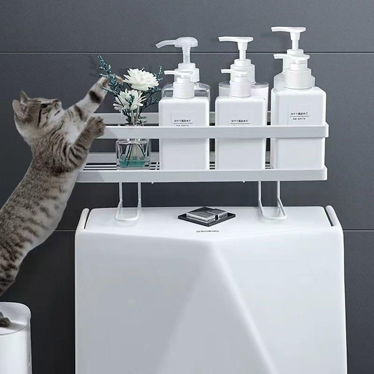 Storage Rack 1Tier Space Saver Over The Toilet Steel Bathroom Shelf Organizer - White